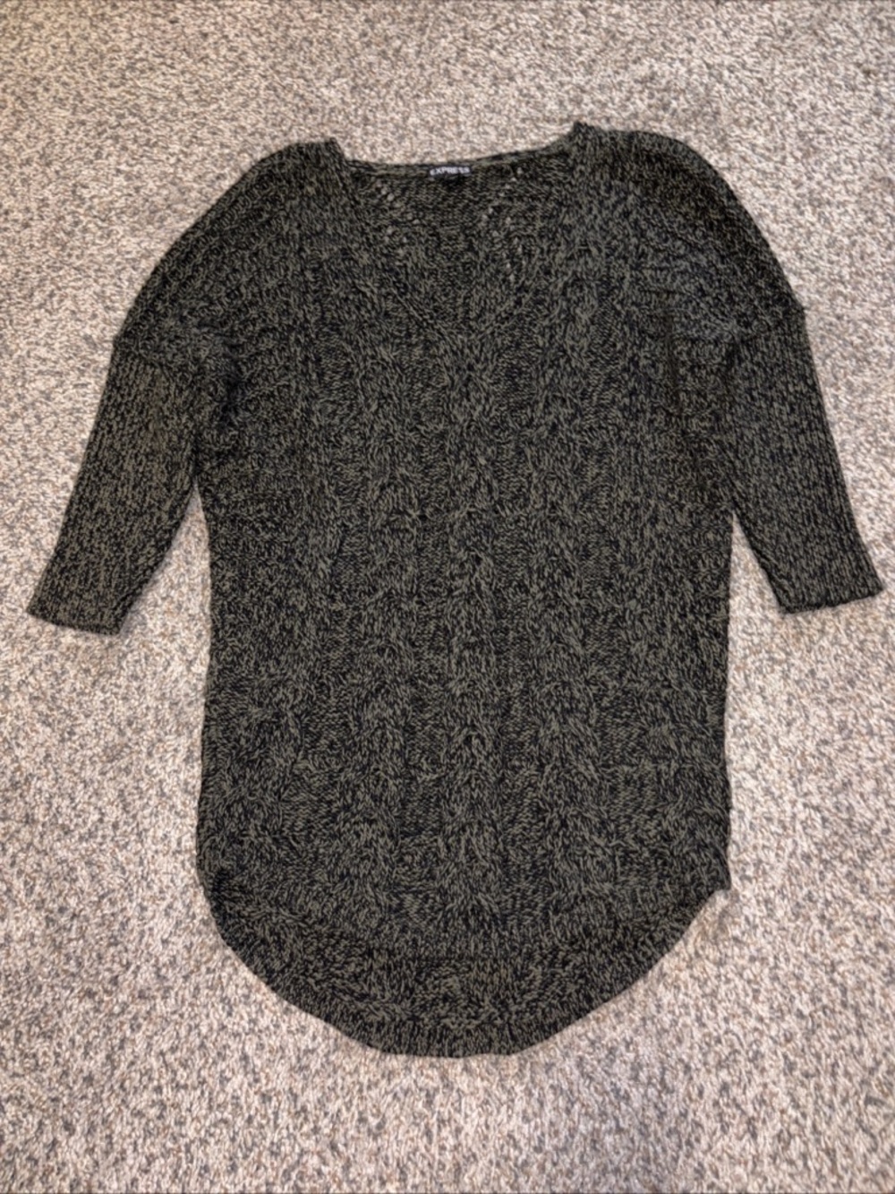 Express 3/4 Quarter Sleeve Sweater Olive Green Size XS